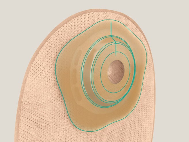 Macro of Flexima Active O' convex wafer with green lines highlighting soft convexity