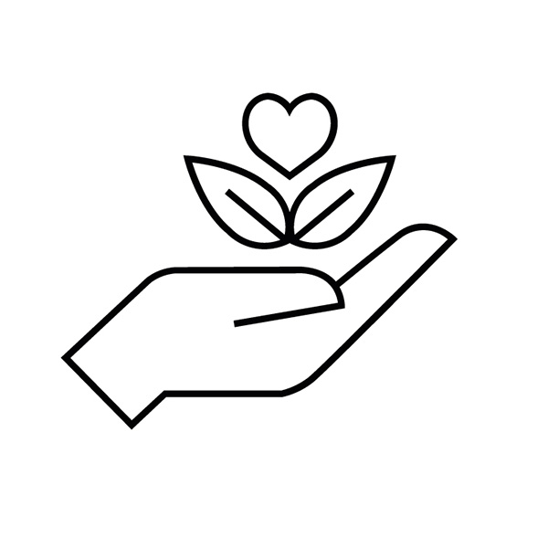 hand holds flower icon